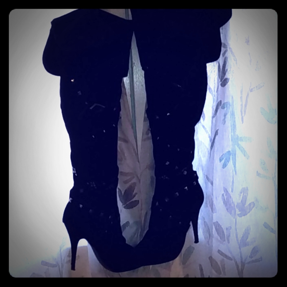 Knee High Studded Black Boots